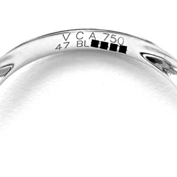 Authentic Van Cleef & Arpels Alhambra 18k White Gold Pink Opal Diamond Ring Cert - Picture 7 of 10